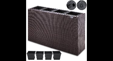 Polyrattan Bloembak 4 delig - Bruin - 95 x 27 x 60 cm