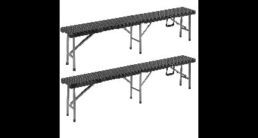 Set van 2 uitklapbare bierbanken in polyrattan zwart 180 cm