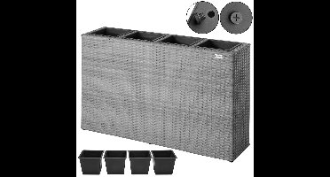 Polyrattan Bloembak 4 delig - Grijs - 95 x 27 x 60 cm