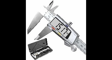 Digitale stalen schuifmaat van 0 - 150mm incl. harde opbergkoffer