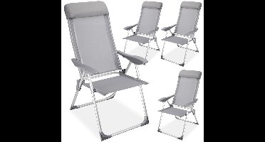 Set van 4 stuks aluminium tuinstoelen met hoge rug