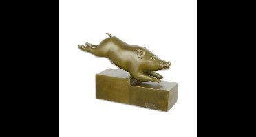 Bronzen art deco beeld van een zwijn