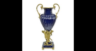 A BRONZE MOUNTED BLUE-GROUND PORCELAIN URN