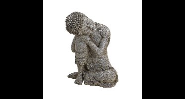 Boeddha zittend in grijs van poly, B14 x H20 cm