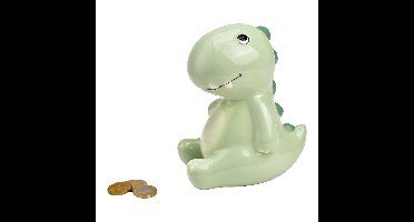 Spaarpot Dino van keramiek groen (B/H/D) 10x16x13cm