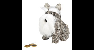 Spaarpot hond van keramiek grijs (B/H/D) 16x17x10cm