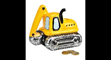 Spaarpot graafmachine van keramiek geel (B/H/D) 16x14x11cm