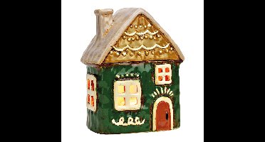 Lichthuis van aardewerk, Kleurrijk (B/H/D) 13x17x8cm