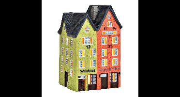 Lichthaus "1235 Weinhaus Stapelhäuschen" Keulen van porselein, groen/rood (B/H/D) 11x18x11cm