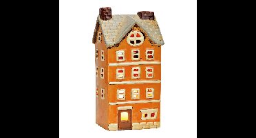 Lichthuis van aardewerk, oranje (B/H/D) 11x22x9cm