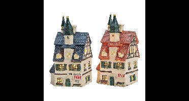 Wurm Lichthaus "Cafe-Bistro" van porselein, 2-voudig, Kleurrijk (B/H/D) 10x20x8cm