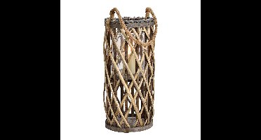 Lantaarn van hout en glas, bruin (B/H/D) 18x40x18 cm