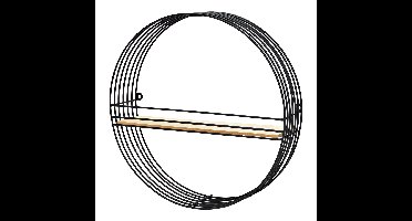 Wandrek van metaal/hout, zwart (B/H/D) 40x40x10 cm