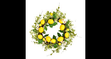 Kunstkrans Citroen van kunststof/rotan, geel/groen (B/H/D) 42x10x42cm