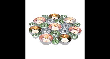 Schaal/windlicht van metaal pink/roze turkoois, (B/H/D) 30x4x30cm