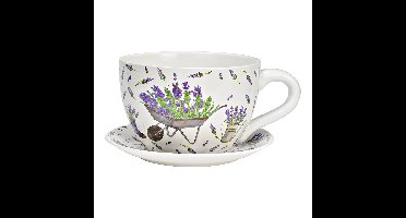 Plantenpot Lavendeldecor van keramiek, lila/wit (B/H/D 34x16x28 cm)