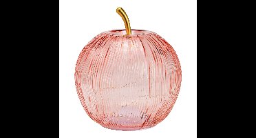 Decoratieve appel van glas met 15 LED's en timer, roze (B/H/D) 16x17x16cm
