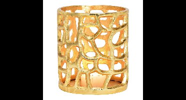 Windlicht van goudkleurig metaal (B/H/D) 14x17x14 cm