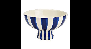 Decoratieve schaal gestreept van keramiek, blauw/wit (B/H/D) 17x10x17cm