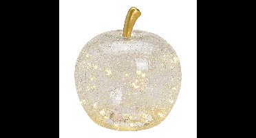 Appel met 30 LED's, met timer, van transparant glas (B/H/D) 22x24x22 cm