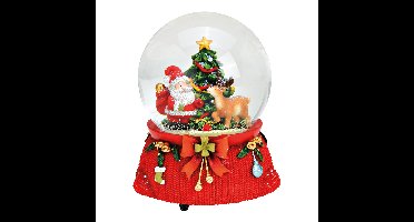 Speeldoos, sneeuwbol met kerstman van poly, gekleurd glas (B/H/D) 11x14x11 cm