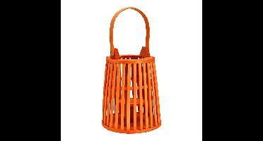 Lantaarn met handvat van hout (voor LED-kaarsen), Oranje (B/H/D) 19x25x19cm/19x35x19cm