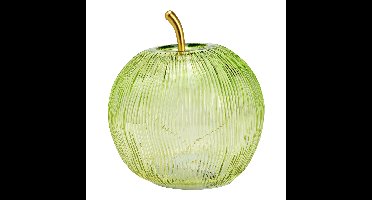 Decoratieve appel met 15 led-lampjes en timer, van glas, groen (B/H/D) 16x17x16 cm