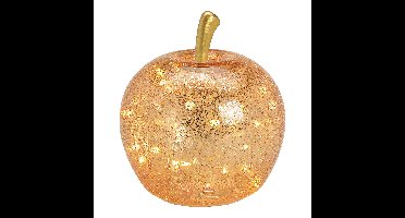 Appel met 30 leds, met timer, van goudkleurig glas (B/H/D) 22x24x22cm