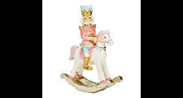 Hobbelpaard met notenkraker van poly mint, roze (B/H/D) 13x18x6cm