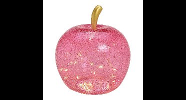 Appel met 40 LED's, met timer, van glas, pink/roze (B/H/D) 27x30x27 cm