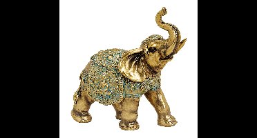 Olifant van poly, goudkleurig (B/H/D) 15x16x7 cm