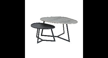 Novato salontafel, set van 2, antiekzilver / zwart