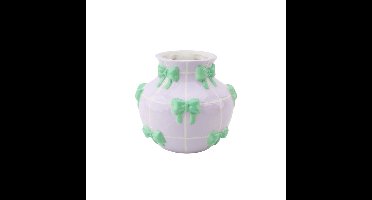 Vaas - Bloemenvaas Linten - Lila/Mint - 14,5x14,5x13cm