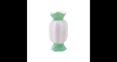 Vaas - Bloemenvaas Toffee Snoep - Mint/Lila - 9,5x9,5x21cm