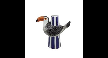 Vaas - Toekan - Violet/Grijs/Oranje - 16,5x7,5x16cm