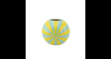 Vaas - Bloemenvaas Swirl - Geel/Mintgroen - 15x15x15cm