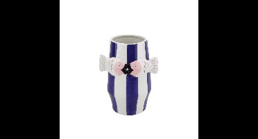 Vaas - Bloemvaas Vissen - Blauw/Wit/Roze - 14x11,5x18,5cm