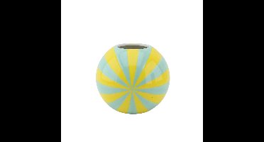 Vaas - Bloemenvaas Swirl - Geel/Mint - 20x20x20cm