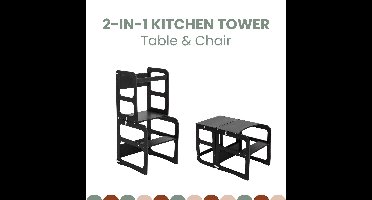 2-in-1 transformeerbare keukentoren - tafel- en stoelenset