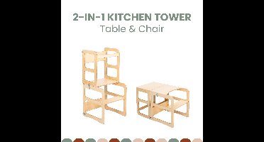 2-in-1 transformeerbare keukentoren - tafel- en stoelenset