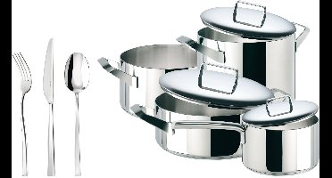 Actieset Sambonet Pannenset met Bestekcassette 7-delig