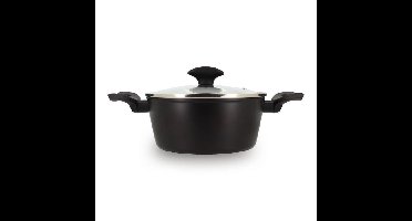 Stoofpan - MENASTYL - 6020646 - Gesmeed aluminium - 20 cm - Zwart - Geschikt voor alle warmtebronnen, inclusief inductie