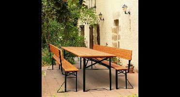 Biertafelset 3-delig 170 x 70cm met rugleuning