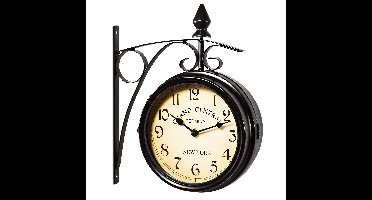 Monzana Stationsklok - met - 2 - verschillende - wijzerplaten - in - zwart