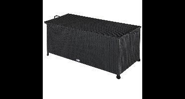 Polyrattan Kussenbox Zwart 122x56x61cm met Wielen