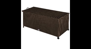 Polyrattan Kussenbox Bruin 122x56x61cm met Wielen