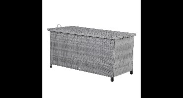 Polyrattan Kussenbox Grijs 122x56x61cm met wielen