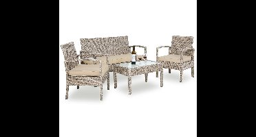 Polyrattan Tuinzitgroep 4-delig. Creme