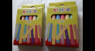 Schoolkrijt 12 stuks in Kleur , set van 4 stuks
