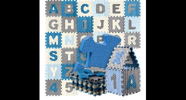 Puzzelmat 86 delig met getallen en letters Blauw